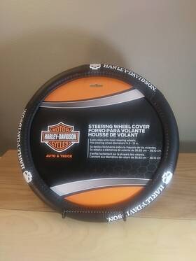 Plasticolor 081134166466 Harley Davidson Willie G Skull Steering Wheel Cover Leather Grip Motorcycle Nib