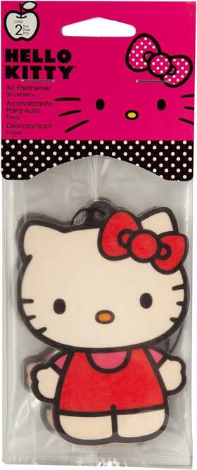 St55255 Plasticolor Hello Kitty Air Freshener - Strawberry Scent 2 Pack Red