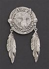 Pna1015 Hot Leathers Wolf Dream Catcher Hand Carved Pewter Pin