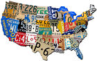 Ps063 The Vintage Of United States License Plate Usa Shaped Metal