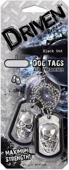 E301342500 Refresh Your Car 76107 Driven Scented Dog Tag Black Out