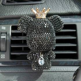 Risdoray 749054553772 Cute Car Accessories Bling Crystal Bear Air 1 Count Pack Of Black