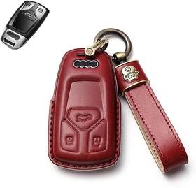 Aodixk3j-02 Sanrily Leather Key Fob Protector For Lucky Cat Long Ring Red