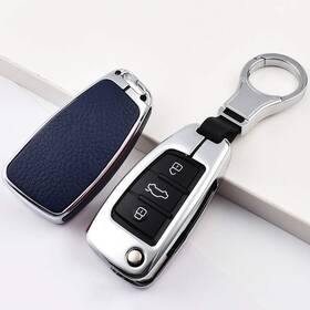Jszpadf-004 Sanrily 1pcs Flip Key Fob Case For Audi A1 A3 A6 Silver Metal Cover Blue