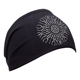 Dz02-s17 Schampa New Mini Doo-z Headband Black With Silver Sun Motorcycle 14-1278