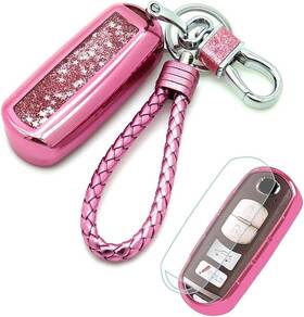 Qkcm20190012 Senauto Quicksand Key Fob Cover Case Keychain For Mazda 2 3 5 6 8 Cx-3 Cx-4 Cx-5 Pink