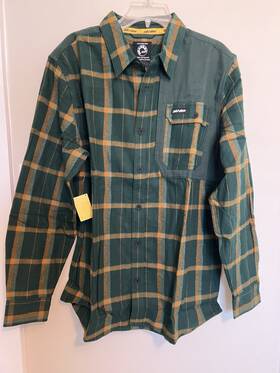 4548030970-nwt Ski-doo 4548030970 Mens Flannel Shirt - Large- Beautiful- 4548030970-nwt- Green Plaid