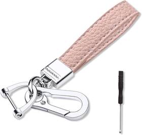 Smilfuy-smfy-09 Smilfuy Leather Car Keychain 360 Rotatable Snap Swivel Key Ring Fob Pink