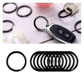 Smilfuy-smfy-28 Smilfuy 10pcs 1 Inch Round Flat Key Rings For Keychain - Metal Split Small Black