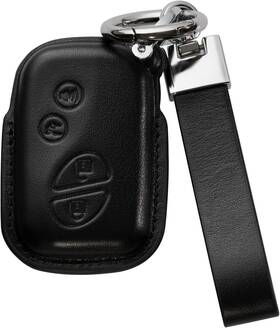 20220129001 Smyfob Black Leather Keychain And Car Key Fob Cover Model-b-key