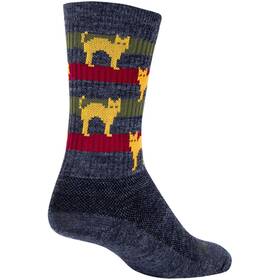 Sockguy 602573087527 Wool Catz Socks - 6 Inch Gray/yellow/red Large/x-large Wcratz L