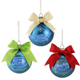 Nl-03686 Stangstuff Ford Collectible Glass Ball Ornaments - Set Of 3 Discontinued Free Usa Ship