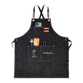 She-pbarw0031-blk Stangstuff Shelby Canvas Bbq Or Work Apron - Look Cool Grillinft Workinft Free Usa Ship