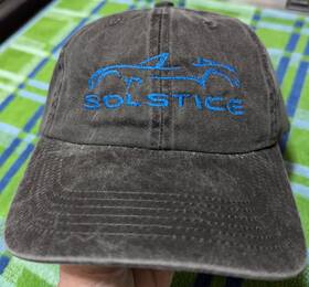 Charcoalsolkappahatblue008 Super D Specialties Pontiac Solstice Kappa Charcoal Hat Embroidered Blue- Pwu- 6 Panel - New