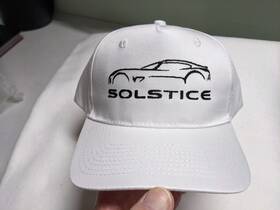 Whitesolcoupekappablackhat009 Super D Specialties Pontiac Solstice Coupe Kappa White Hat Embroidered Black- Port And Co. 5 Panel