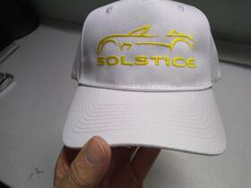Whitesolkappayellowhat003 Super D Specialties Pontiac Solstice Kappa White Hat Embroidered Yellow - Port And Co. 5 Panel New