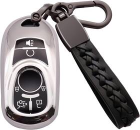 Shjbka03h6silver Syodiesn For Buick Key Fob Cover Premium Soft Tpu With Leather Keychain Style C Silver