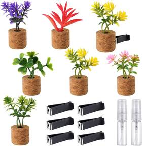 Tallew-freshener-5651 Tallew 6 Pieces Cute Succulent Car Vent Clips Air Freshener With Multicolor Black