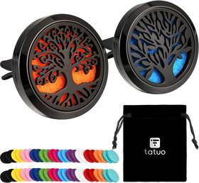 Aromatherapy-01 Tatuo 2 Pieces 316l Car Aromatherapy Oil Diffuser Air Freshener With 48 Felt Black