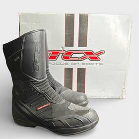 Nero-41 Tcx 7136g Airtech Gtx Gore-tex Motorcycle Boots Black Mens Eu 41 Us 8 Worn Twice