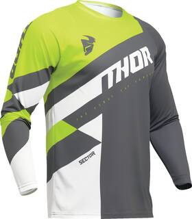 2912-2418 Thor Youth Sector Fits Checker Jersey - Gray/green 2xs