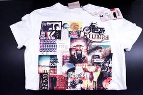 Mtss14331 Triumph New Oem Tri Photo Tee Shirt Off White Small Nos