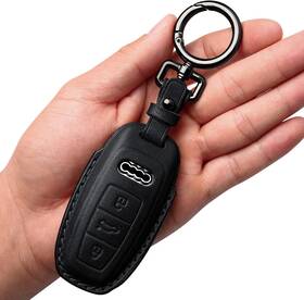 00738 Tukellen For Audi Key Fob Cover Leather With Keychain Case Black