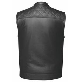 6671.00 Unik Black Diamond Mens Club Style Leather Motorcycle Vest 5xl