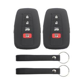 Vicover 765150267252 2pcs Black Rubber Silicone 4 Buttons Remote Smart Key Fob Case