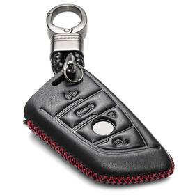 Vitodeco 744790336306 Leather Smart Key Fob Case Cover Protector 4-button Black/red