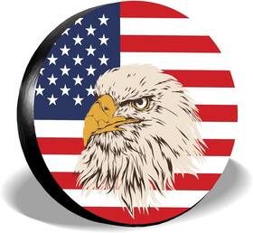 Ajew-wh0225-010-us18 Wcl001d Car Eagle With American Flag Pattern Pvc Tire Cover Suv Spare 17 Inch