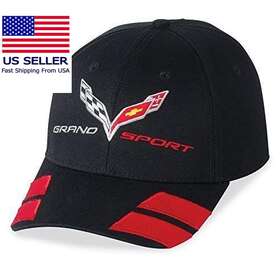 28105107 West Coast Corvette Logo Flag With Stripe Hat/cap - Black C7 Grand Sport One Size