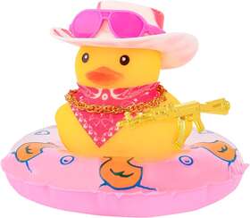 Yar176 Wonuu Car Rubber Duck Decoration A Pink Scarf Glasses White&red Hat