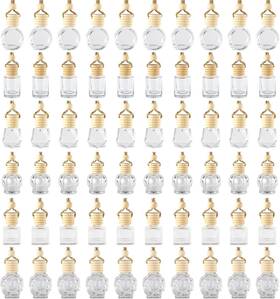 14392 Xihircd 60pcs Car Hanging Diffuser Bottles Glass Empty Perfume Bottle Pendant Air