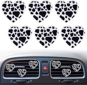 80706 Xinjincang 6 Pcs Heart Air Vent Clips Cow Print Car Fresheners Long Lasting Black