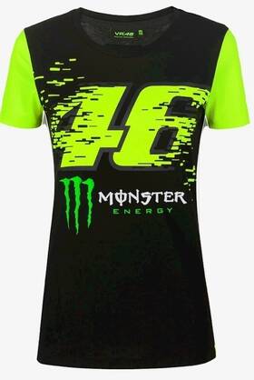 Spw-21tmn-bk-lg Yamaha Vr46 Official Valentino Rossi Women Ladies Monster T-shirt Large