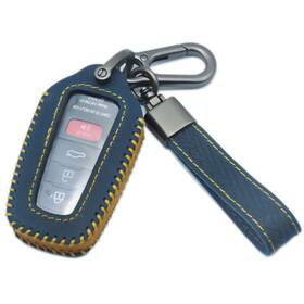 Tazp-100 Yubomt For Toyota Key Fob Cover Genuine Leather Case With Standard Blue