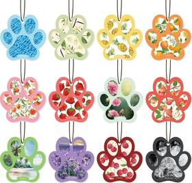 Jc0255 Zoiiwa 12 Pcs Cute Dog Paw Shape Car Air Fresheners Hanging Pet Lovers Black