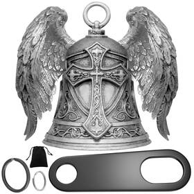 Zorleniva 663899794094 Motorcycle Bell Guardian Angel 3d Biker Medium Antique Silver
