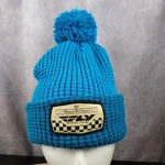 Fly Racing Beanie Adult Size Two Blue Waffle Knit Winter Hat Cap Pom. Fixed Price $16.75.