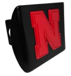 Nebraska Red Logo Metal Black Chrome Trailer Hitch Cover Usa Made. Fixed Price $89.99.