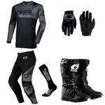 O'neal Element Racewear Gray Motocross Gear Jersey Pants Gloves Boots Combo Set. Fixed Price $259.00.