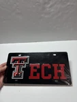 Texas Tech Acrylic License Plate Car Ncaa Vintage Stockdale. Fixed Price $22.99.