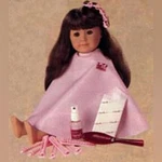 American Girl Doll Hair Care Kit Pink Rollers Paper White Polka Dot Cape Set. Fixed Price $68.00.