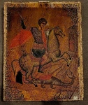 Icon Saint George Slaying The Dragon Picture Is Dark Tab Rusted & Stuck.. Fixed Price $24.54.