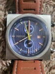 Vintage Preowned Triumph Scrambler Chrono 43MM Men's Watch With Carbon Fiber. Fixed Price $80.00.
