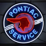 Sign Authorized Pontiac Service Lamp Gm Indian Head Licensed Neonetics. Fixed Price $419.99.