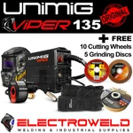 Unimig Viper 135 Tig Welder Bundle Helmet Gloves Wire Discs PK11081 U11005K. Fixed Price $357.93.
