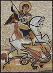 Saint George And Dragon Religious Icon Marble Mosaic. Fixed Price $345.00.