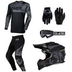 O'neal Element Racewear Gray Motocross Gear Jersey Pants Gloves Helmet Combo. Fixed Price $239.00.